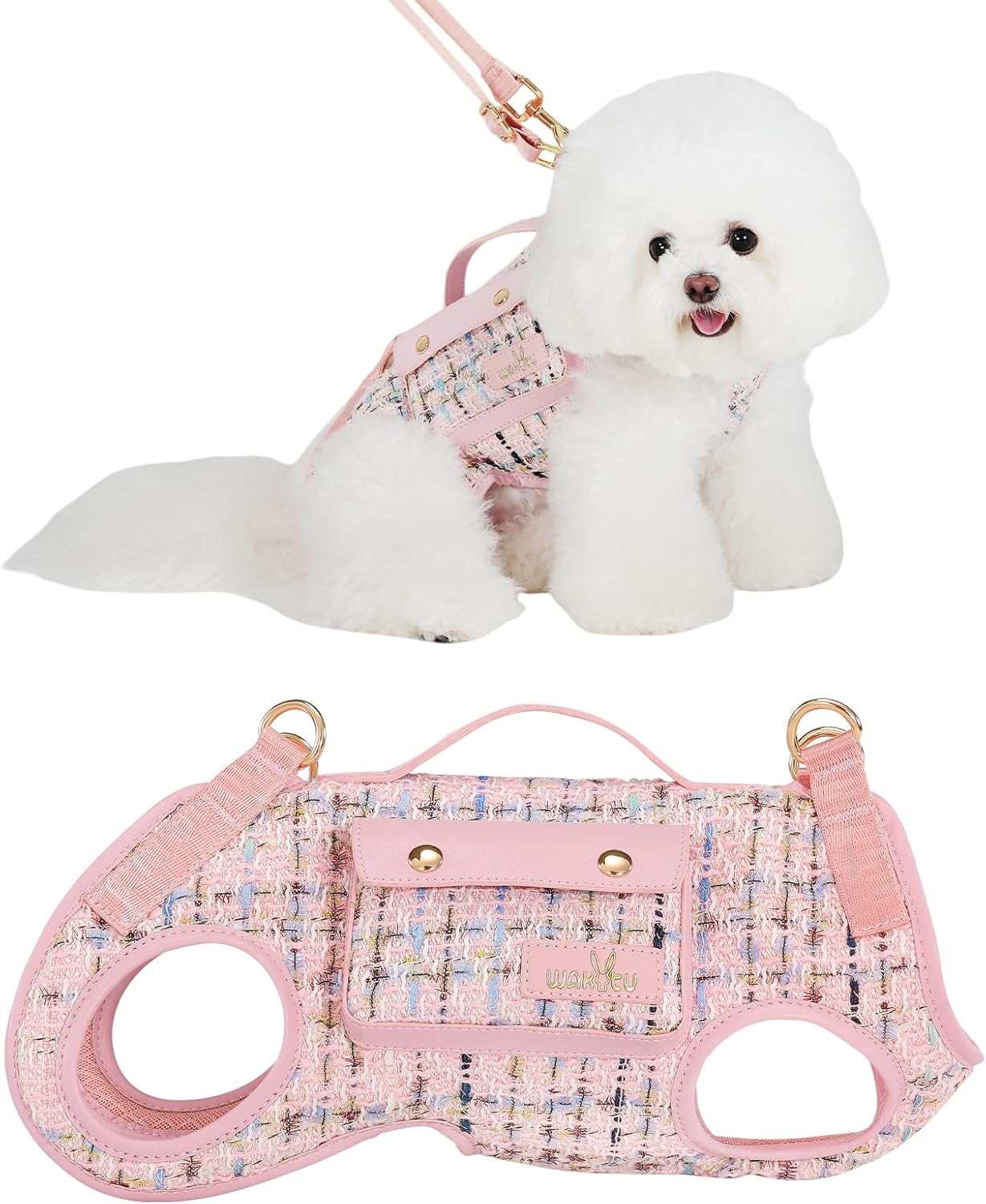 Wakytu Dog Lift Harness Dog Carrier VES Harness Adjustable Leash with Small Puppy Treat Bag,Fits Most Cars,L - Image 9