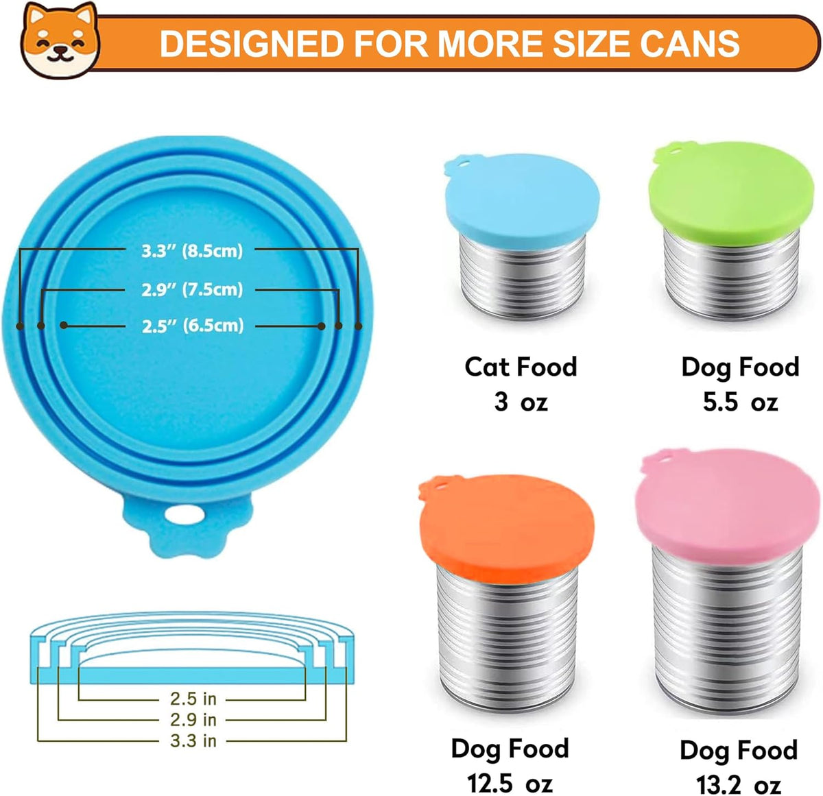 2 Pack Pet Food Can Covers, Silicone Universal Can Lids for Dog & Cat Food, BPA Free, One Fit Most Standard Size Food Cans Green/Blue - Image 3