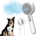 Generic 3-in-1 steamy cat and dog grooming brush white front view