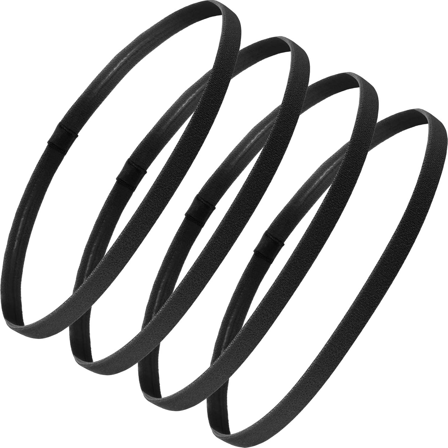 Bememo 4 pieces thick non-slip elastic sports headbands front view