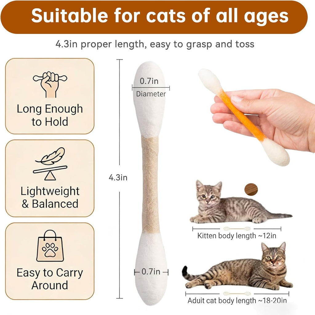 Durable stitching detail on giant cotton swab cat toy