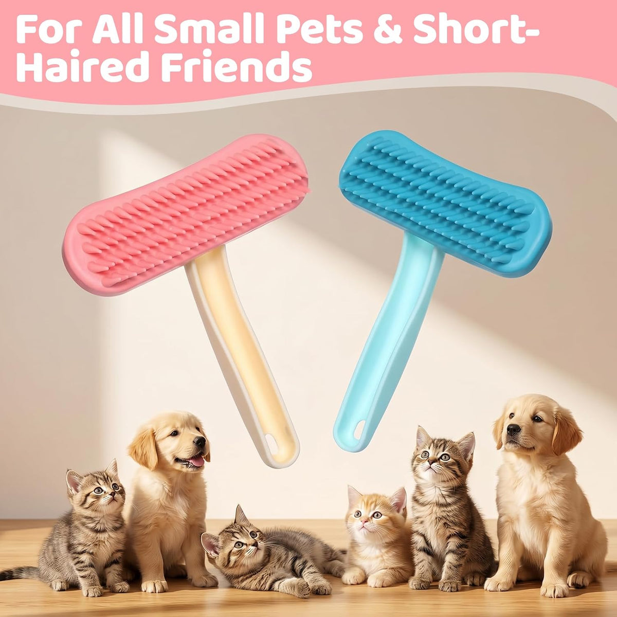 CYUXING pet de shedding brush close up showing flexible silicone bristles.