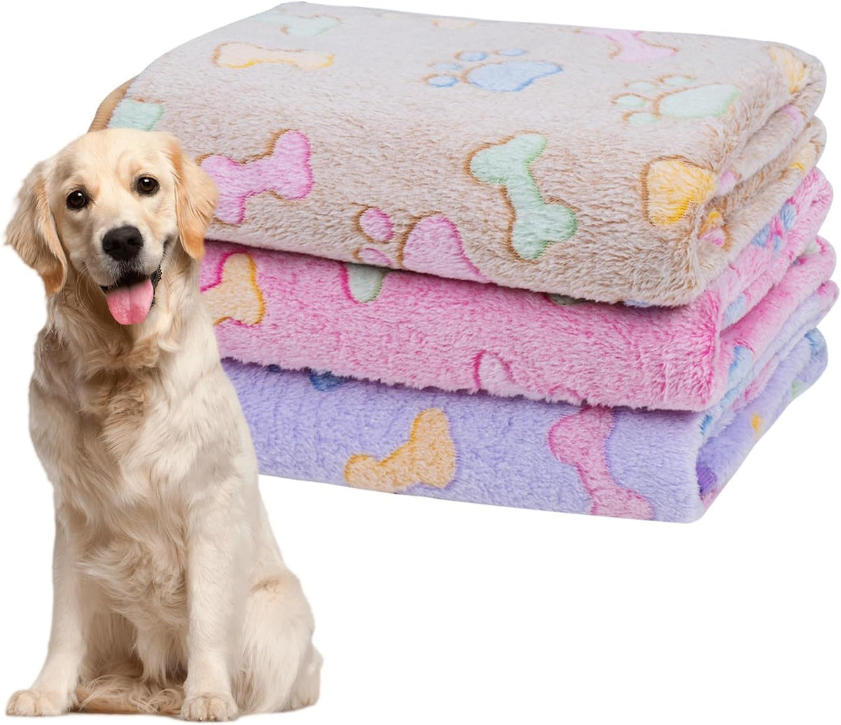 Dono 1 Pack 3 Dog Blankets, Soft Fluffy Fleece Pet Blanket Warm Sleep Mat Paw Print Design Puppy Kitten Throw Blankets Doggy Blanket for Dogs - Image 13