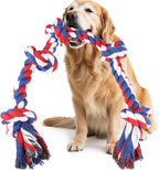 SZEE Dog Rope Toy for Large Dogs, 37 Inch 5 Knots, Tug of War Rope for Large Breeds, for Energy Release & Boredom Relief (Green & Blue) - Image 9