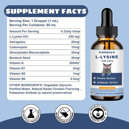 Santkol L-Lysine dietary supplement drops for cats eye function and nasal relief