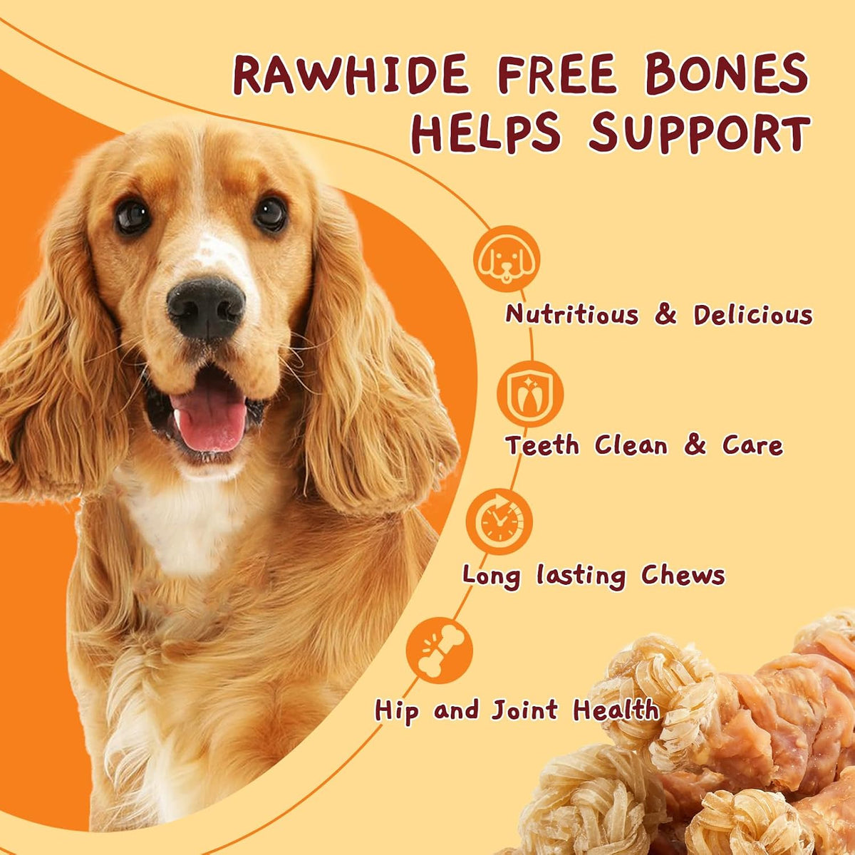 Long lasting knotted chew treats for medium and large dog breeds
