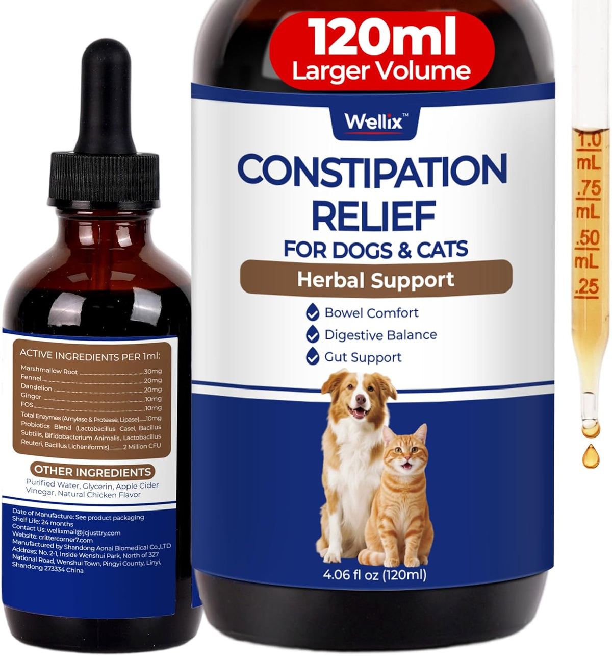 Wellix 120ml Natural Antibiotics for Cats&Dogs - Natural Herbal Supplement for Wound Care, UTI, Sneezing Treatment & Cold Relief - Cat Antibiotics Chicken Flavor for All Ages & Breeds - Image 11
