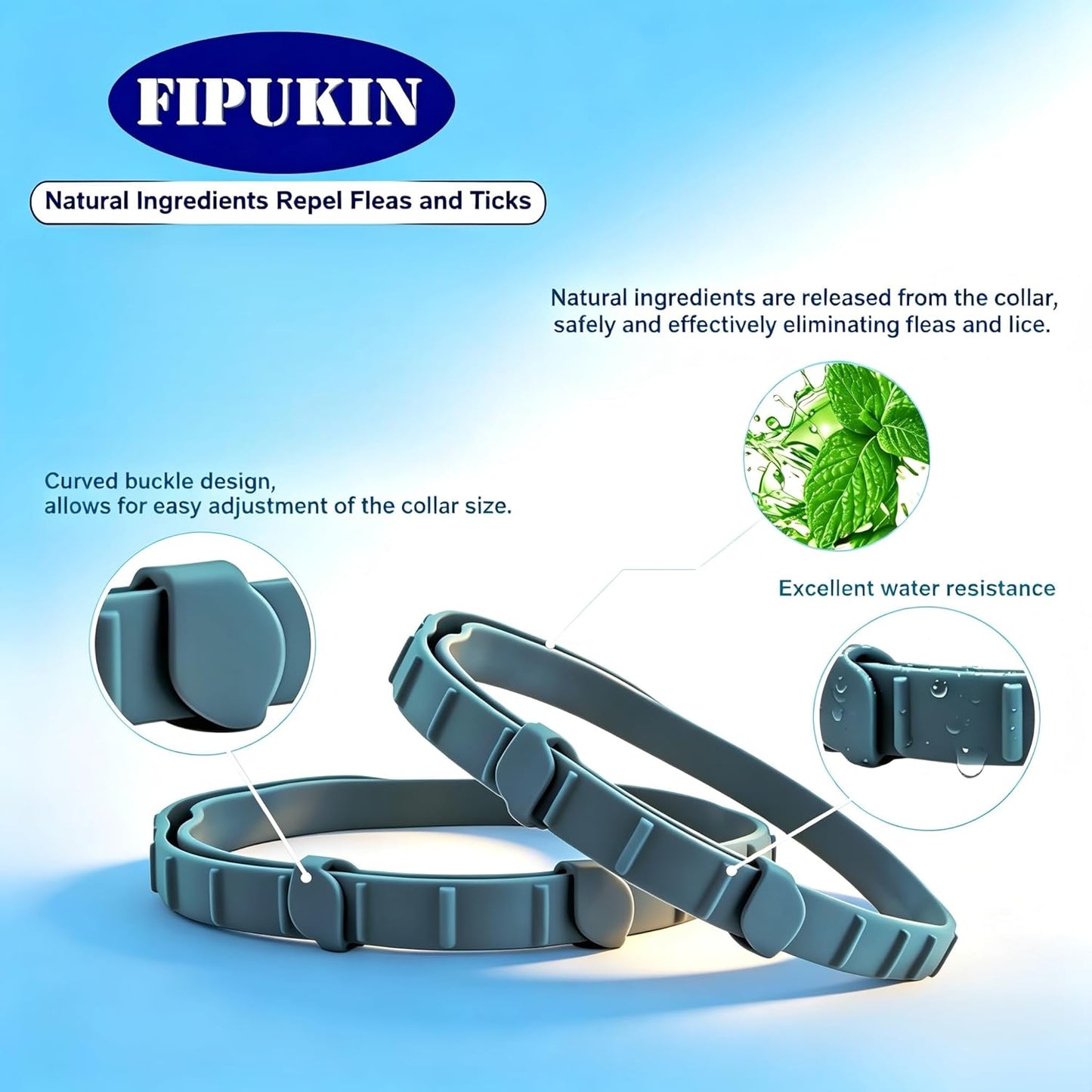 Close up of Monipgu natural ingredients cat collar packaging