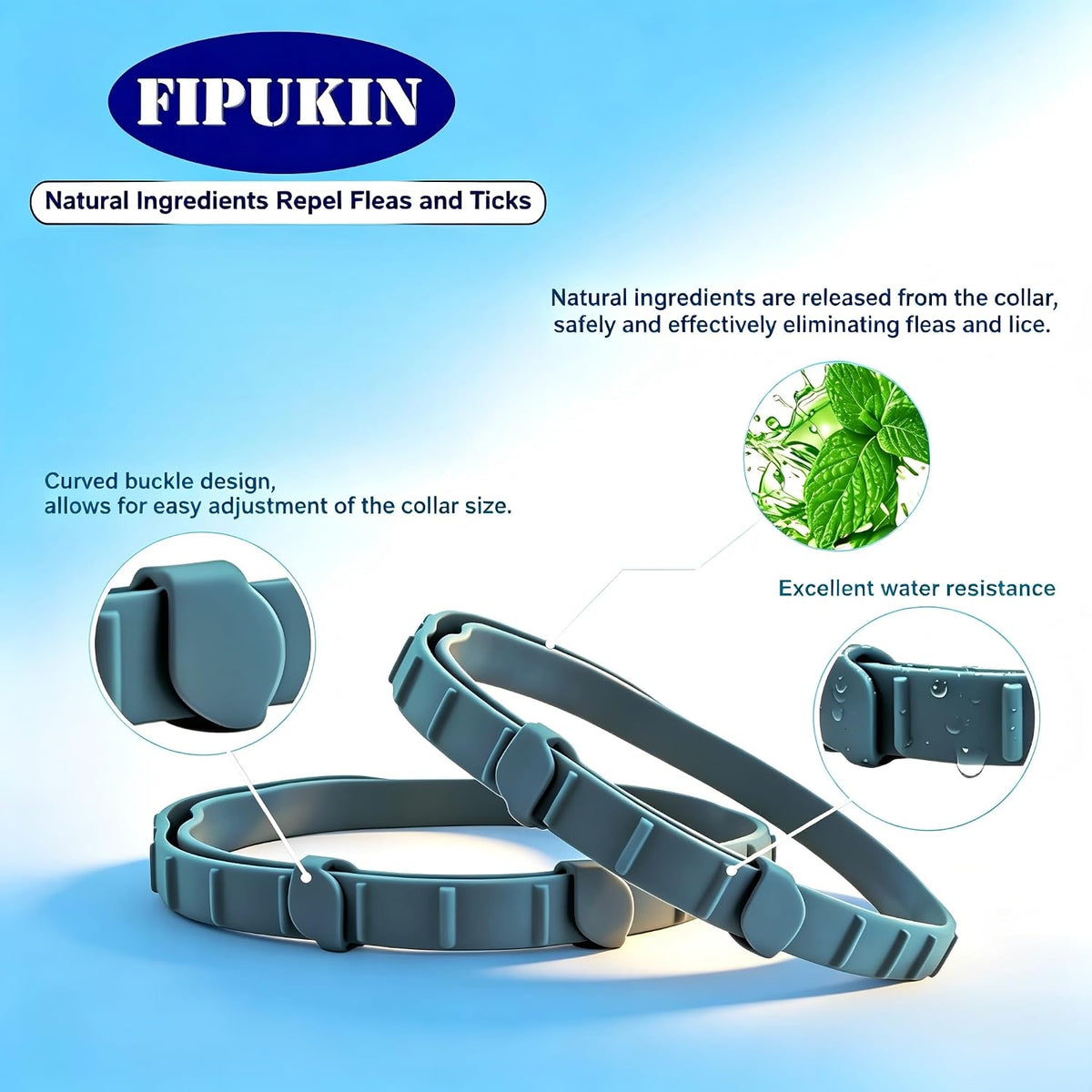Close up of natural ingredient flea collar for small dogs