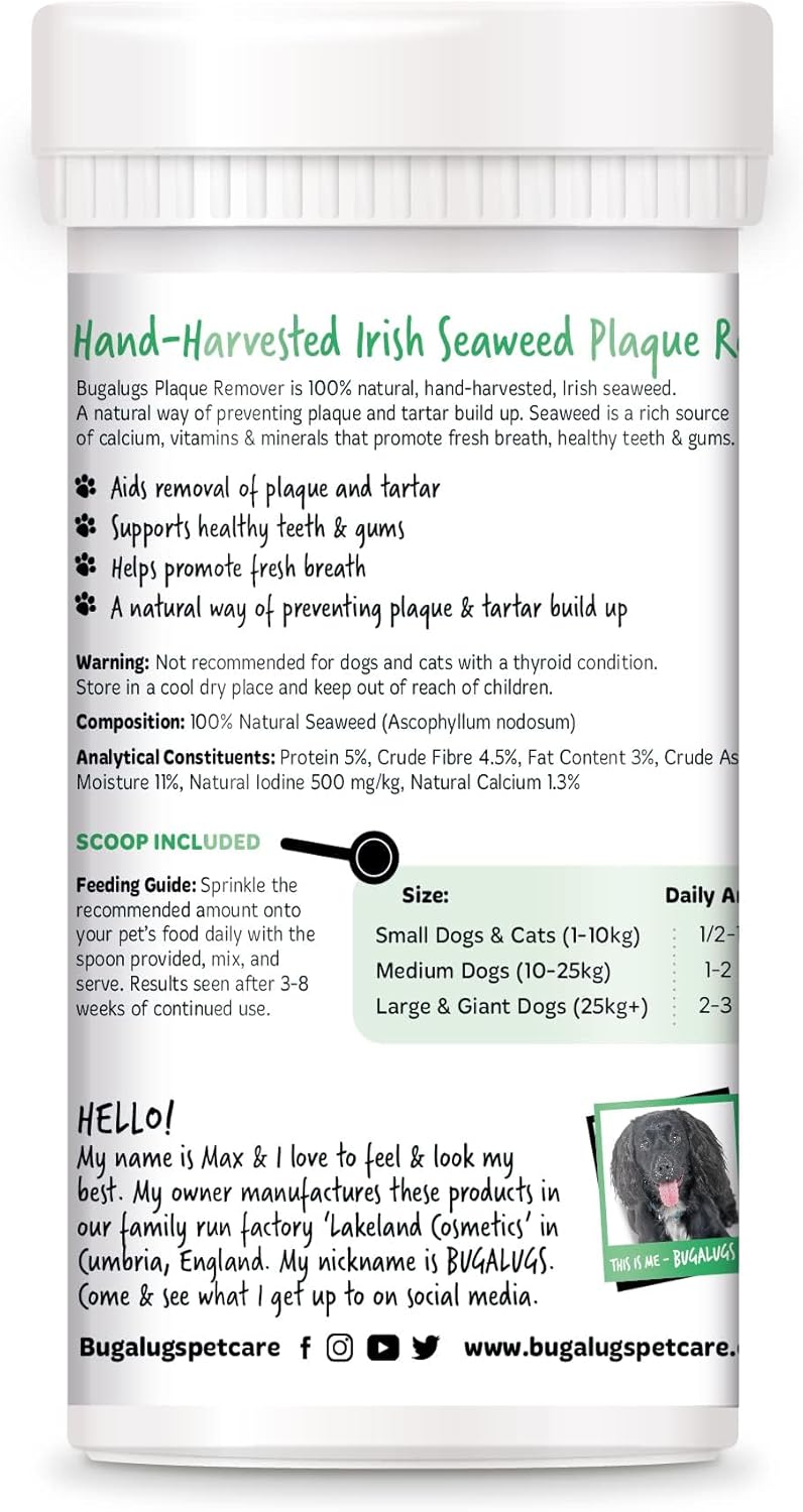 Bugalugs natural seaweed plaque remover powder packaging