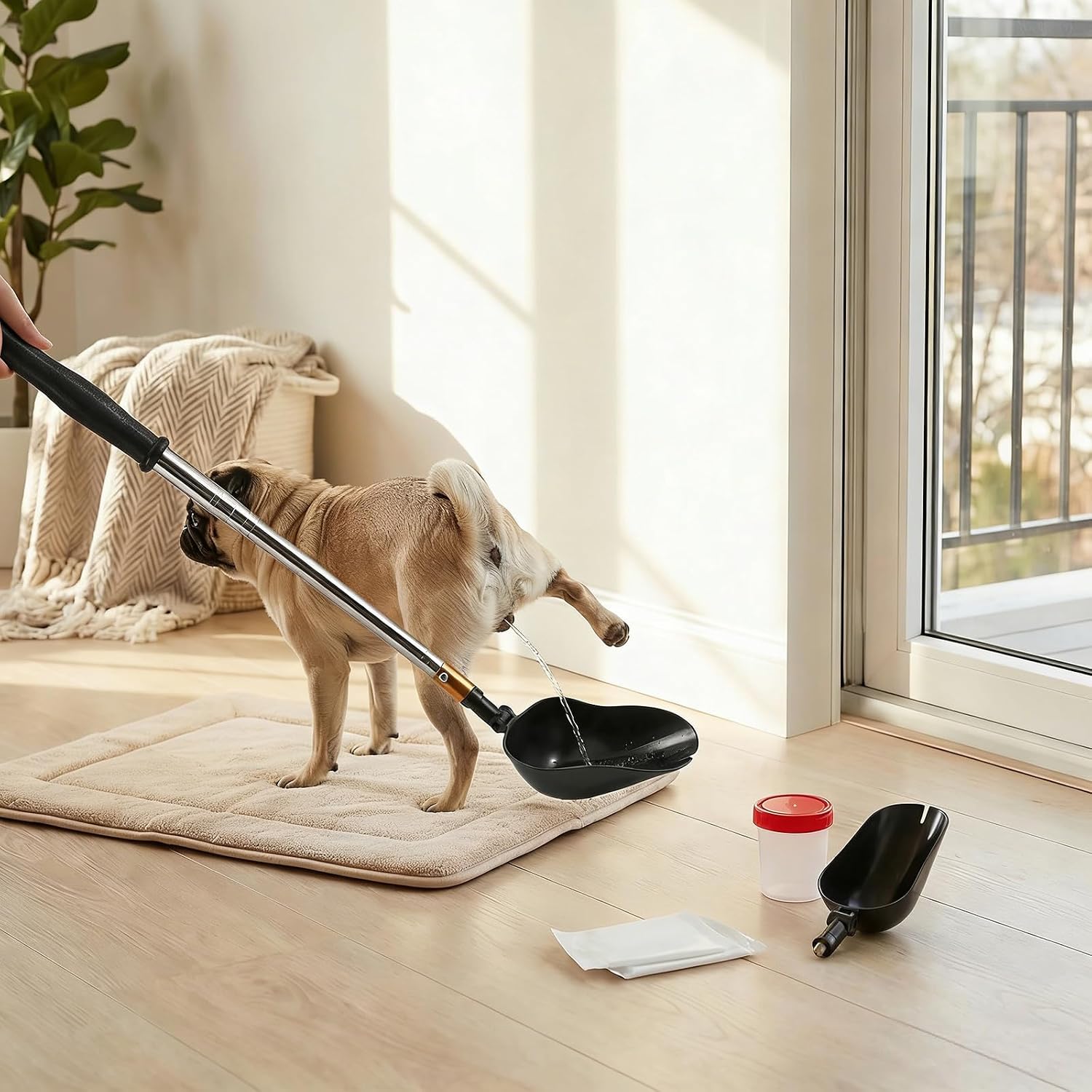 Hygienic reusable cat pee stick catcher for home pet health monitoring.
