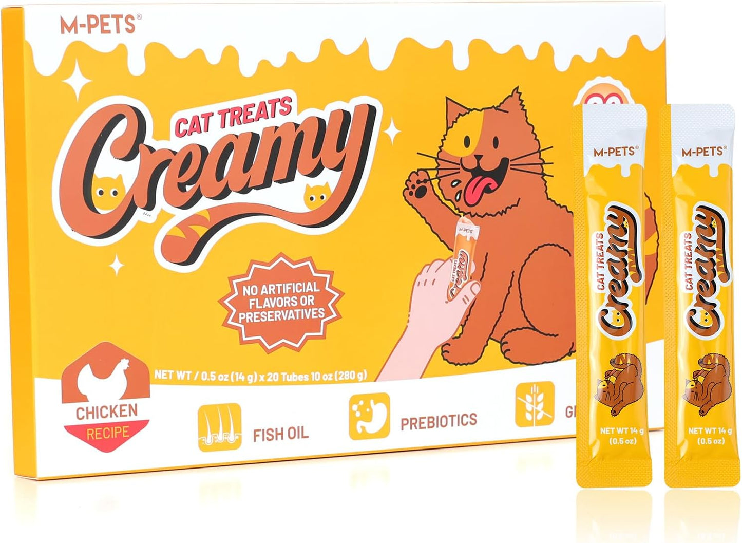 M-PETS Creamy Lickable Cat Treats - 4 Flavor Variety Pack, 20 Tubes of Healthy Squeeze Up Snacks with Functional Nutrients for Hydration, Skin & Coat, and Digestive Health - Grain Free, High Protein - Image 10
