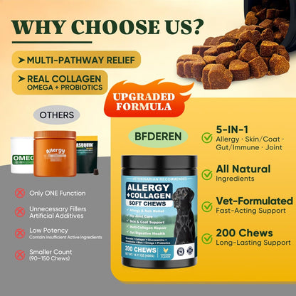 Grain free and soy free dog multivitamin bites for immune support and joint wellness.