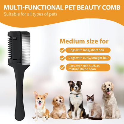 Ergonomic handle of Sodknow 2-in-1 pet grooming and trimming tool