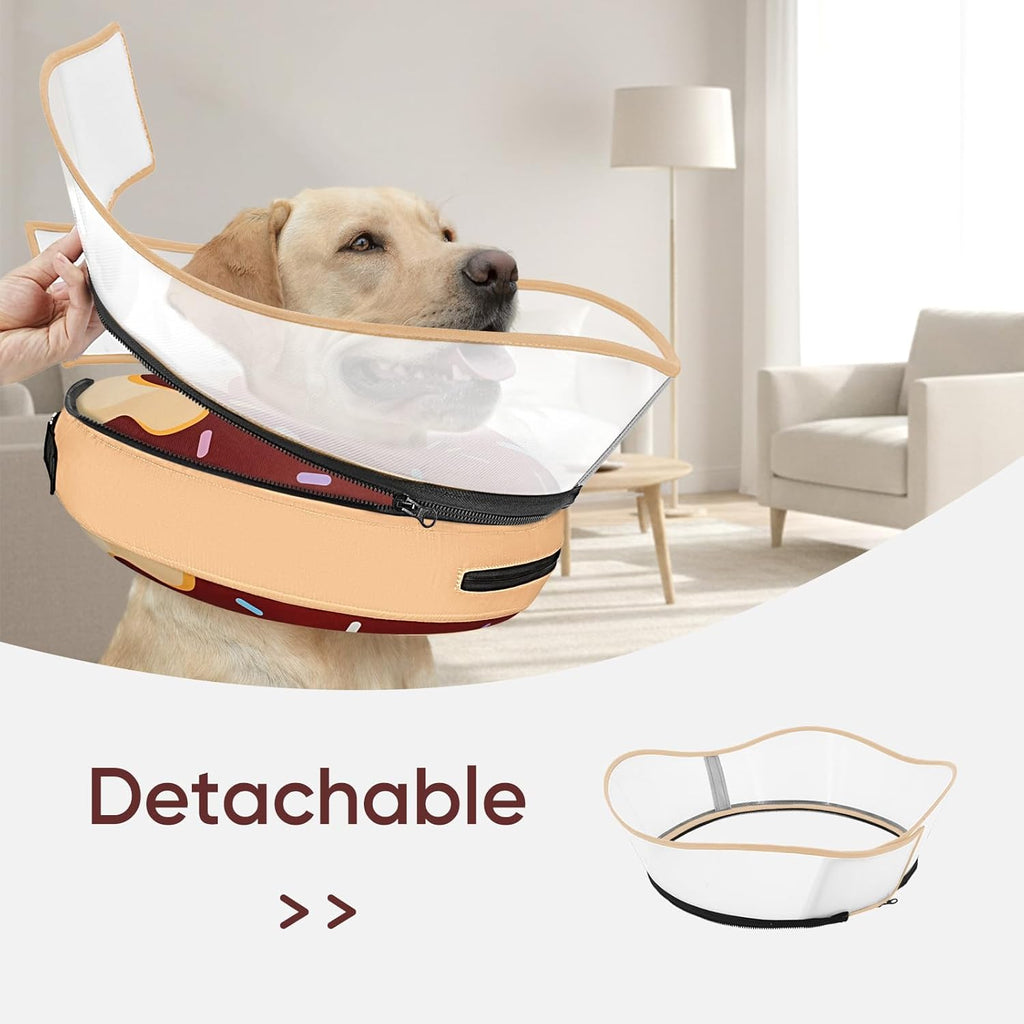 Adjustable inflatable pet donut collar demonstrating the secure inner collar loops.