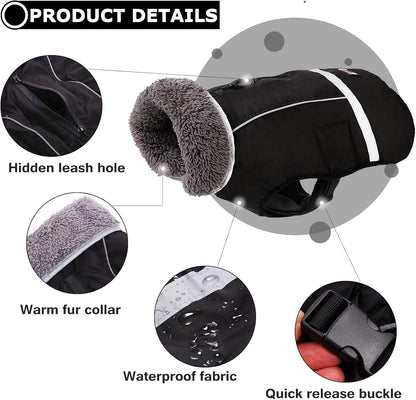 Qbleev dog winter coat showing waterproof material