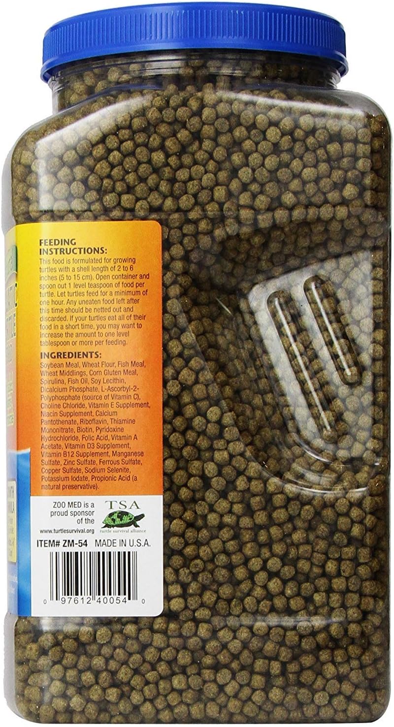 Zoo Med turtle food 54 ounce container side ingredient label