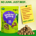 USA sourced natural beef liver dog treats held by an owner during a canine training session