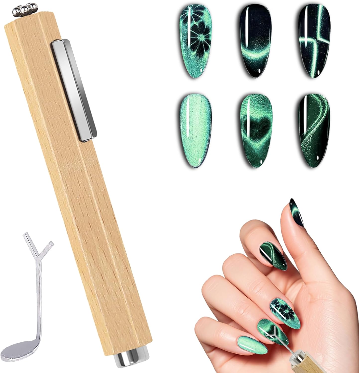 Ziratones 3-in-1 Nail Magnet with Heart Shaped Cat-Eye Tool front view