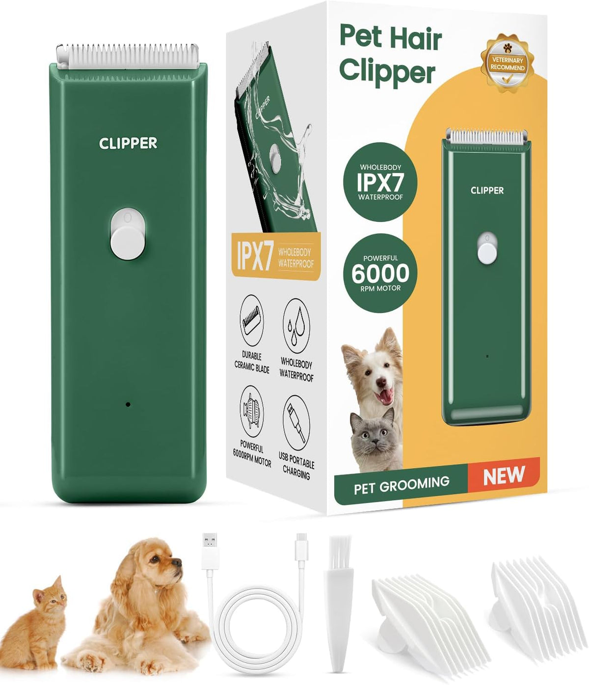 Pet Clippers for Dog Hair Grooming Low Noise, Rechargeable Cordless Cat Shaver with Ceramic Blade,Portable Pet Hair Trimmer for Matted & Long Hair - Image 12