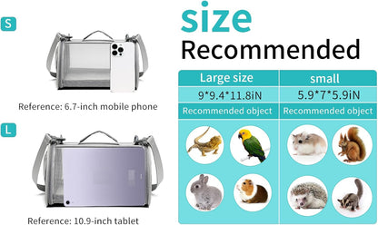 Guinea Pig Carrier Travel Small Animal Carrier Bag Lizard Bird Rabbit Carrier Cage Squirrel Breathable Bag Portable Travel Hamster Small Pet Hangbag (Small, Gray) - Image 6