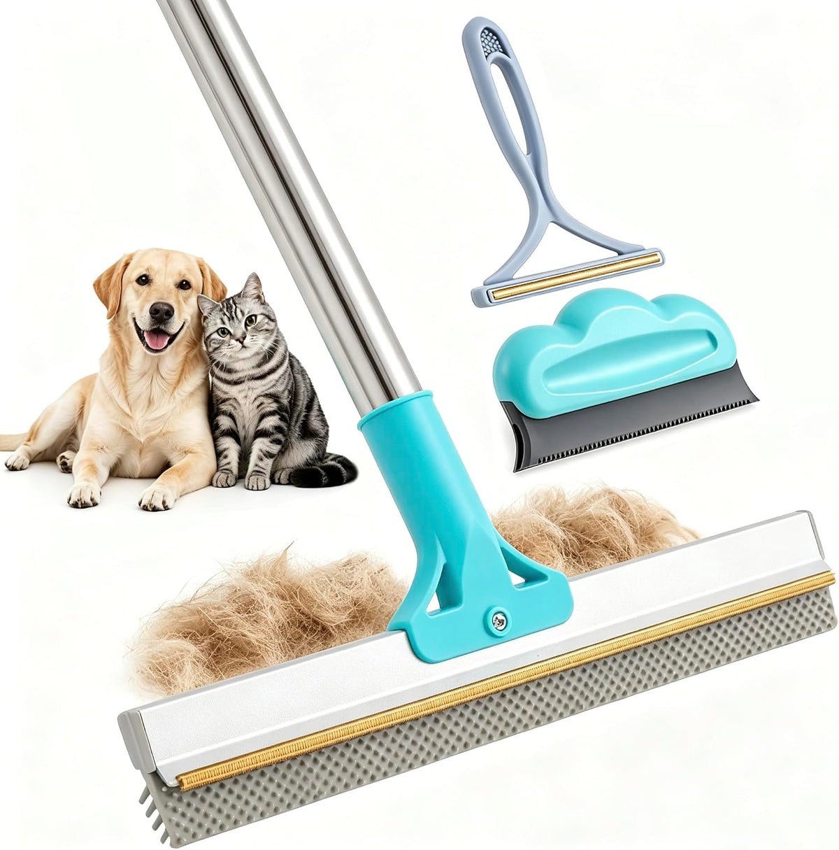 Philorn carpet rake for pet hair removal front view