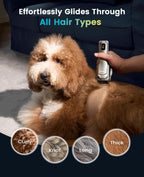 Cordless silver pet grooming clippers with digital LED power display screen.
