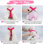 Pet Soft anti slip dog apparel harness set being adjusted on pet waist.