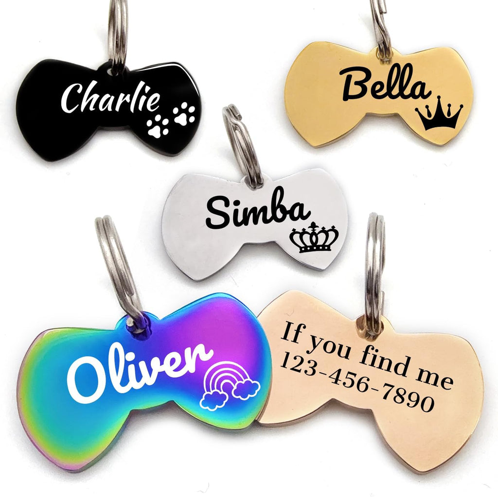 Diaoketags imported premium stainless steel cat name tag package including two different sized attachment rings