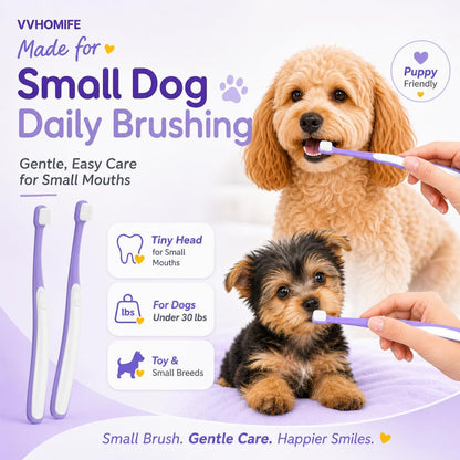 Puppy having teeth cleaned with VVHOMIFE dog toothbrush
