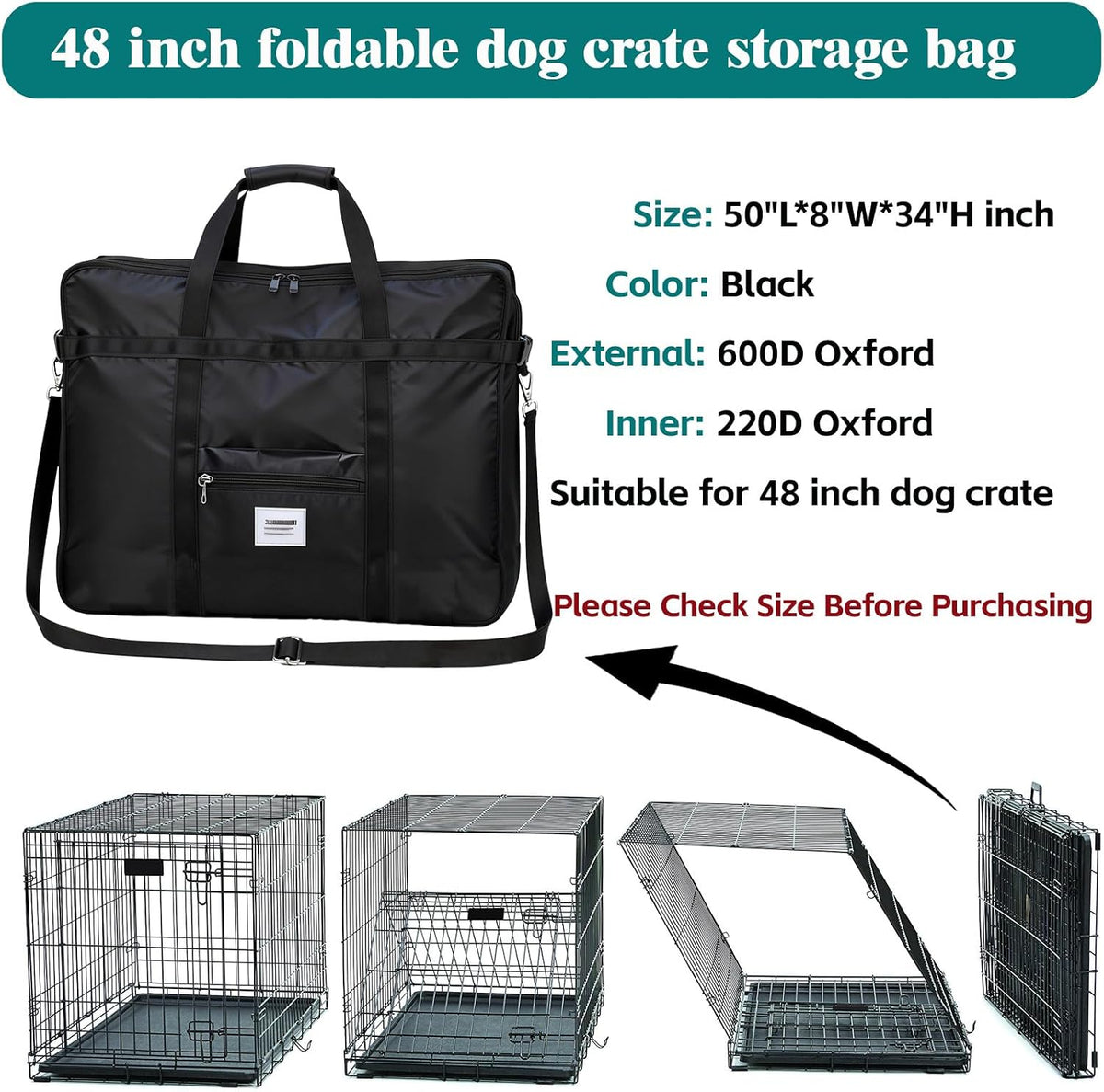 Shinvan waterproof carrying case for forty eight inch foldable wire pet crates.