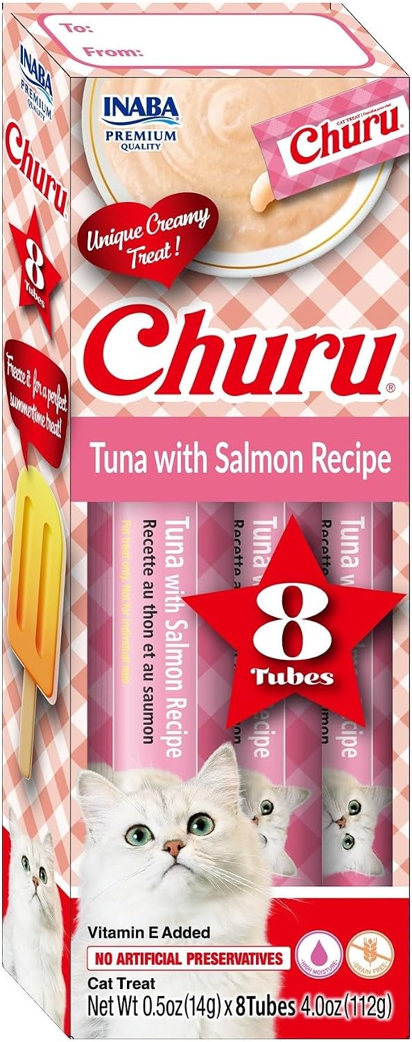 INABA Churu Lickable Pure Natural Cat Treats Gift Box - Salmon Recipe, 32 Tubes (4 Gift Boxes of 8 Tubes Each) - Image 12
