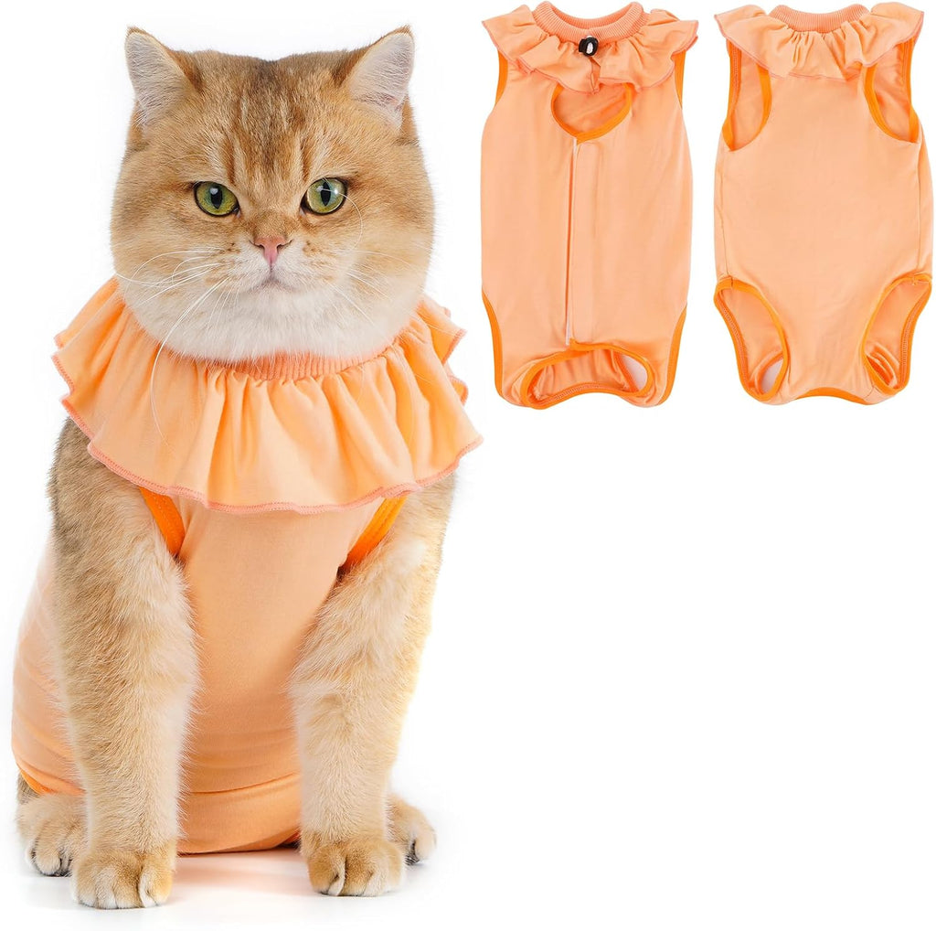 Avont Cat Recovery Suit - Kitten Onesie for Cats After Surgery, Cone of Shame Alternative Surgical Spay Suit with Ruffles for Female Cat, Post-Surgery or Skin Diseases Protection -Pink (L) - Image 10