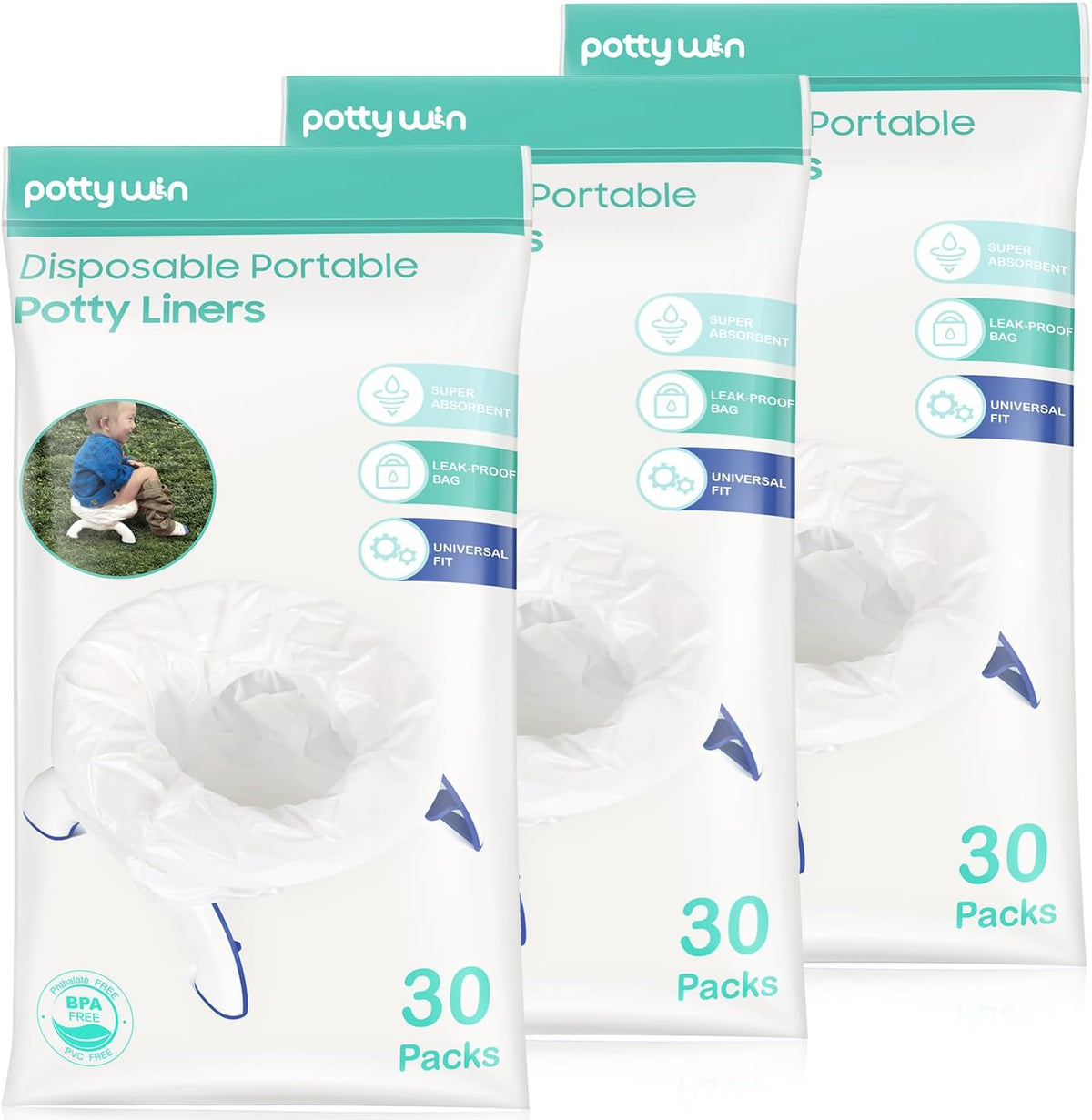 Minne Baby Potty Win disposable potty liners front packaging view