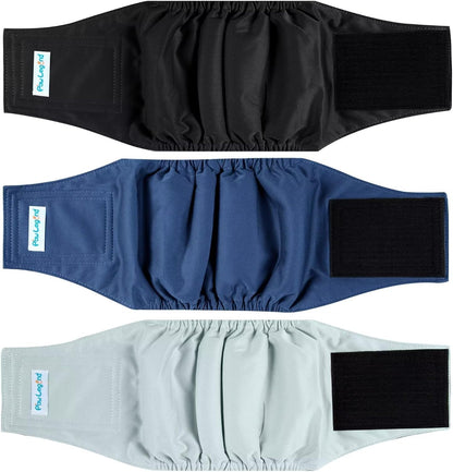 Paw Legend washable male dog diapers package containing three modern colors for pet potty training