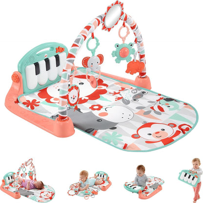 Fisher-Price Kick and Play Piano Gym front view with colorful mat