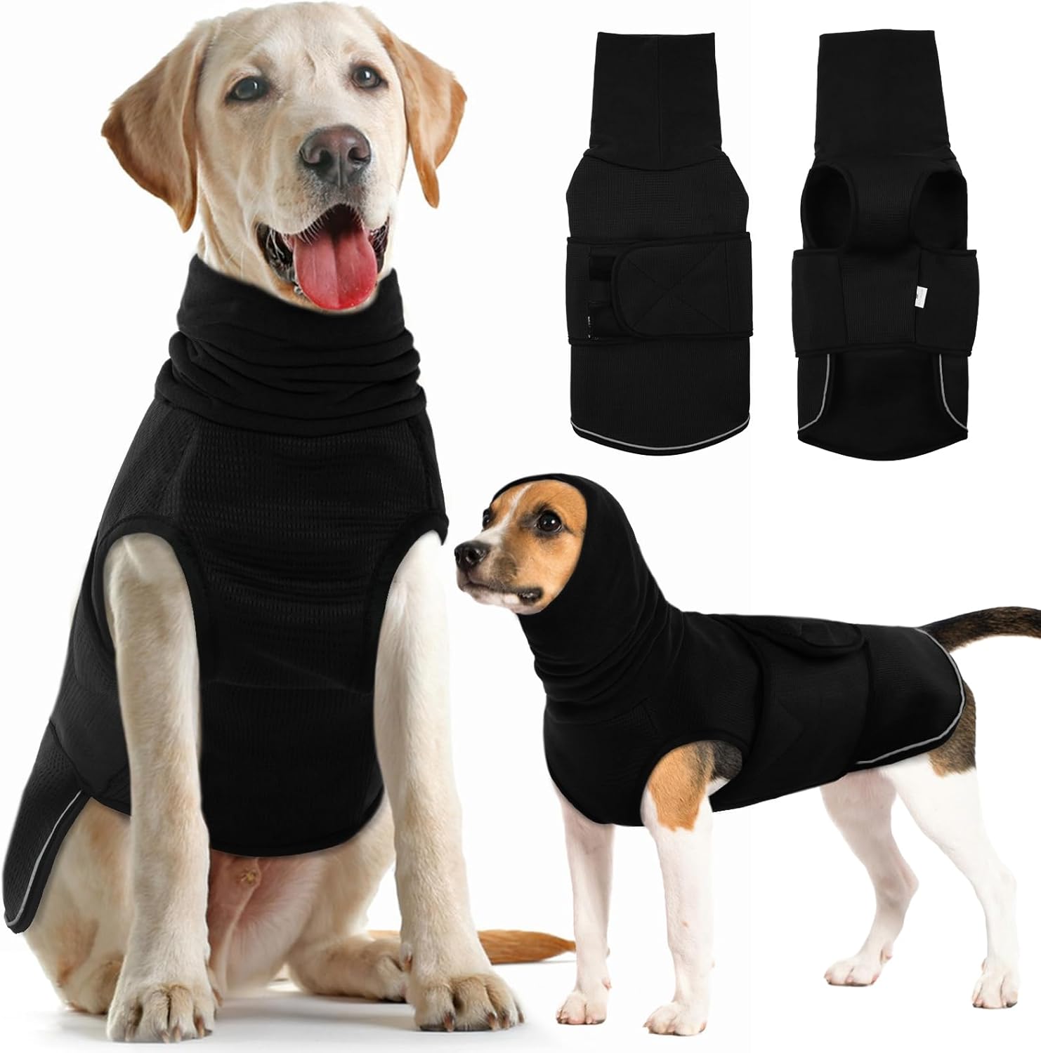 Dog Anxiety Vest with Hoodie,Breathable Dog Thunder Jacket for Thunderstorms,Fireworks,Vet Visits,Separation,Adjustable Calming Vest for Small Medium Large Dogs,Green,S - Image 11