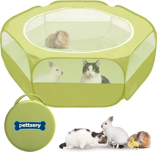 Small Animal Playpen with Zippered Top, Portable Waterproof Pet Cage (47"x23") for Kitten, Bunny, Guinea Pig, Hamster, Chicken Brooder, Indoor & Outdoor Exercise Pen, Foldable Design - Image 1