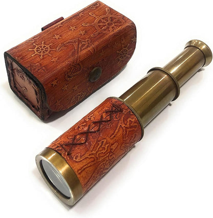 Artizanstore Brass Pirate Spyglass front view 6 inch handheld telescope