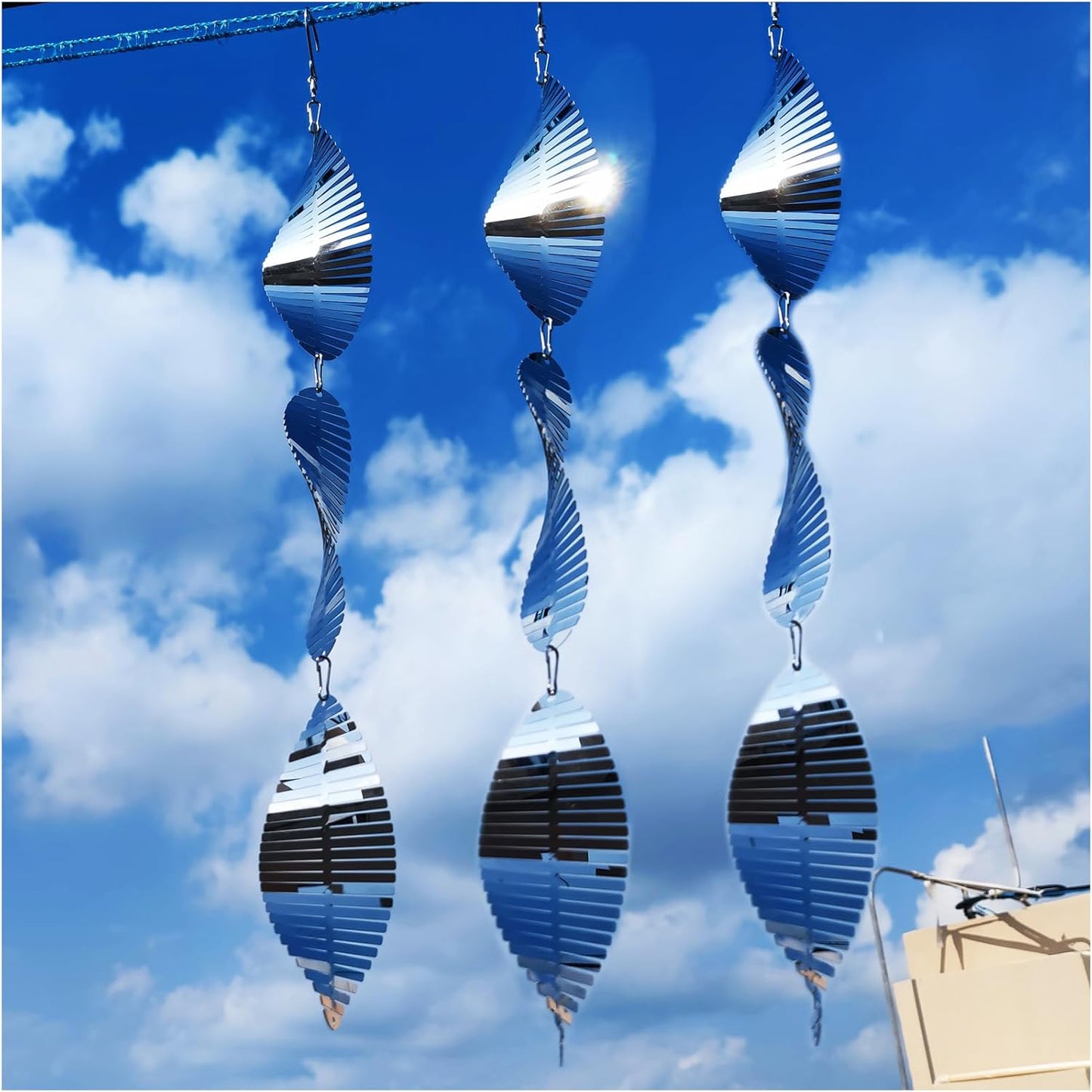 Djuan metal bird scare discs set front view