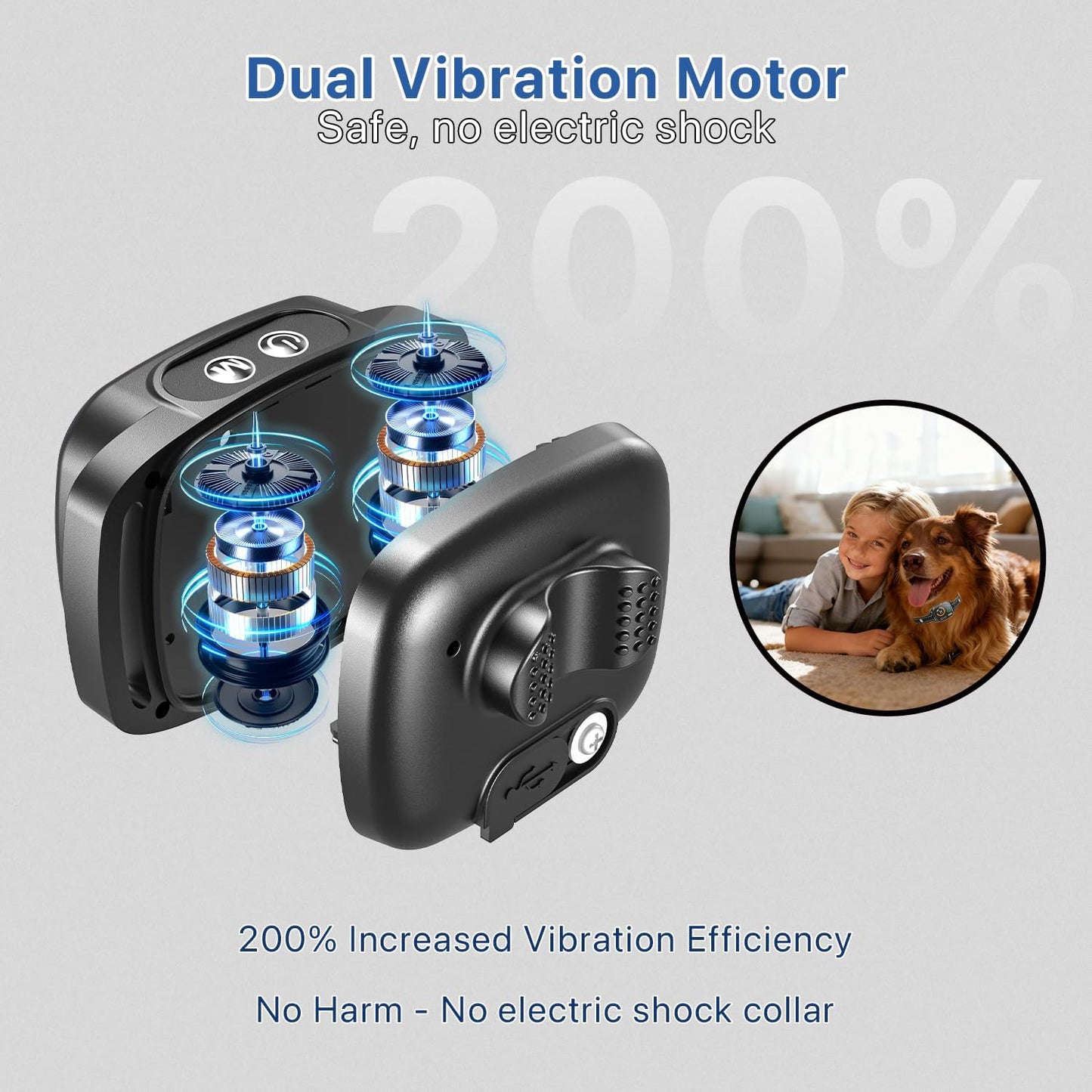 Dinjoo dog training collar showing beep and vibration modes