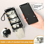 Minimalist black doggy poop holder showcasing its durable construction against outdoor elements.