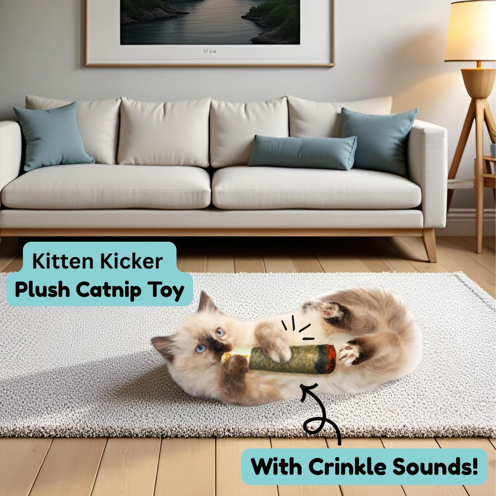 Close up of Nestpark cat toy crinkle texture and plush fabric