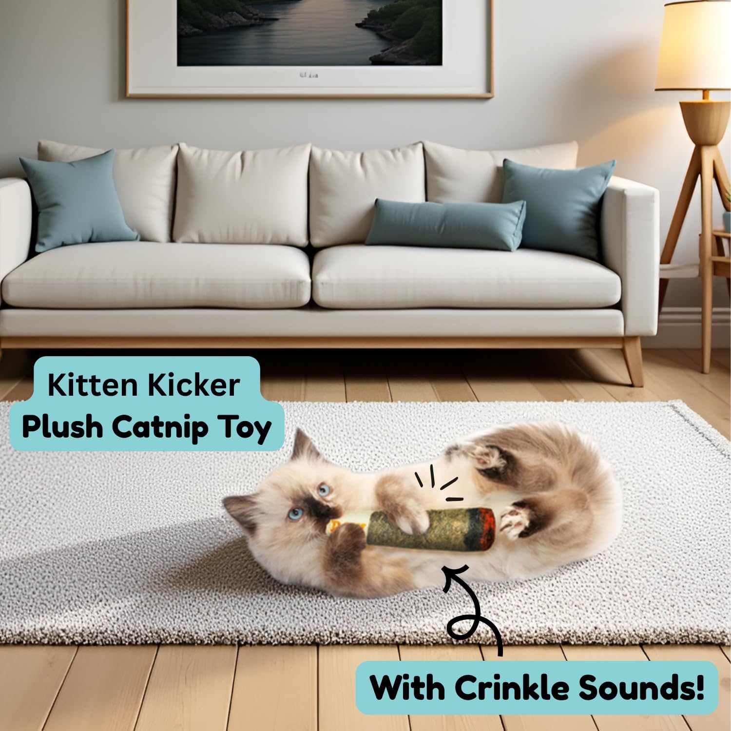 Close up of Nestpark cat toy crinkle texture and plush fabric
