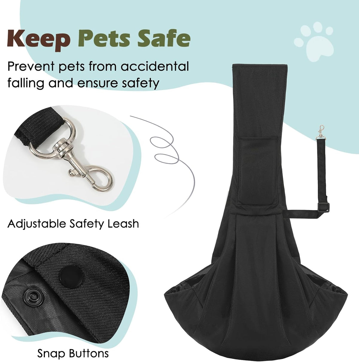 Pawaboo pet carrier shoulder strap pocket detail