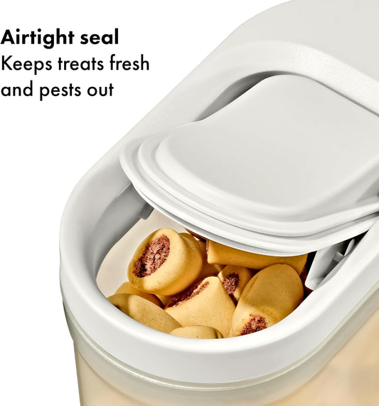 OXO Pet Treat Container with airtight lid open