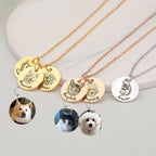 Anavia custom animal memorial jewelry close up of white K plated round pendant with cat portrait