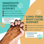 Healthy gut and immune support chewable bites for dogs experiencing hot spots.