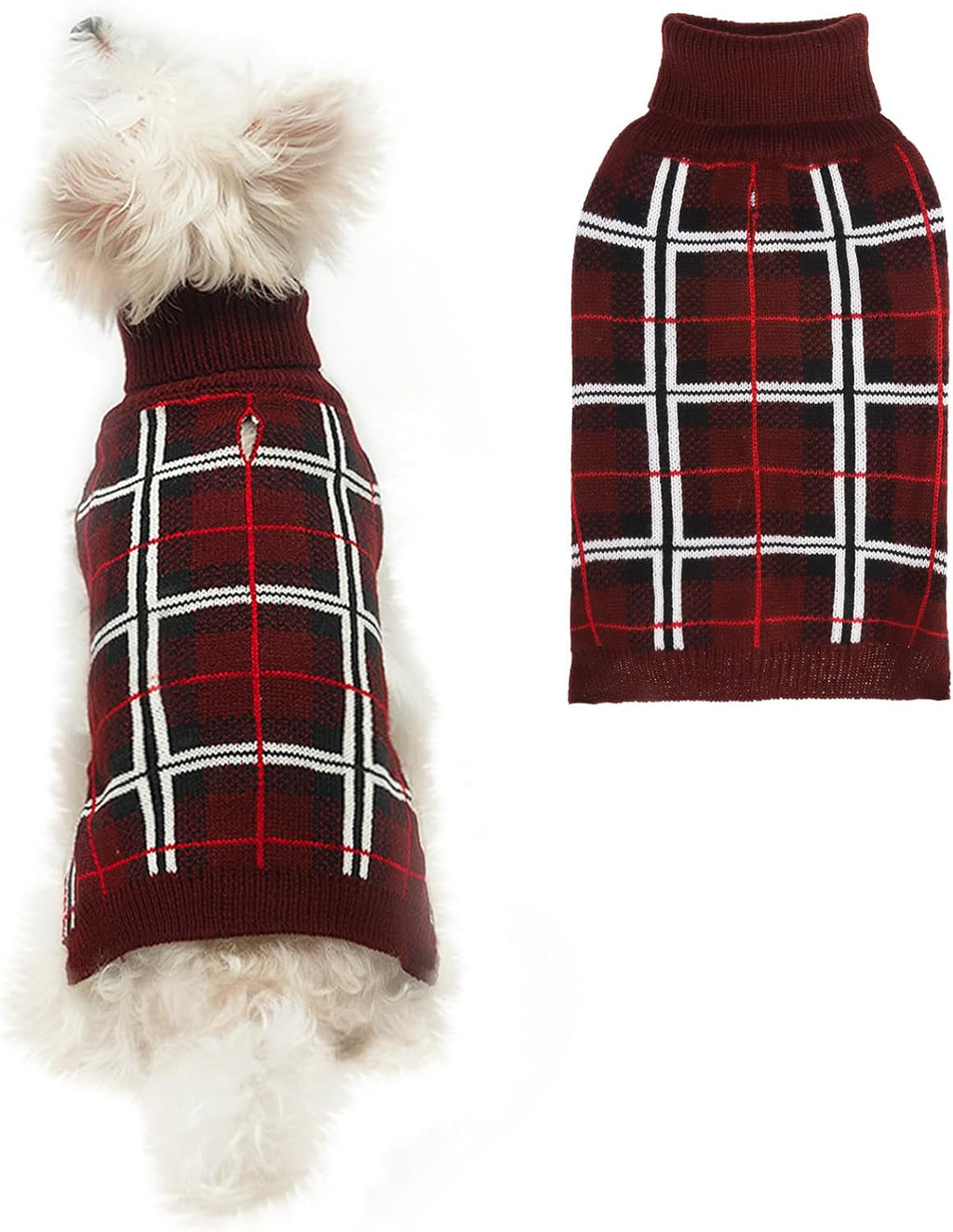 PUPTECK Dog Sweaters for Large Medium Small Dogs - Fall Classic Plaid Style Puppy Holiday Winter Coat Clothes Warm - Image 14