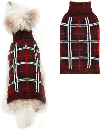 PUPTECK Dog Sweaters for Large Medium Small Dogs - Fall Classic Plaid Style Puppy Holiday Winter Coat Clothes Warm - Image 14